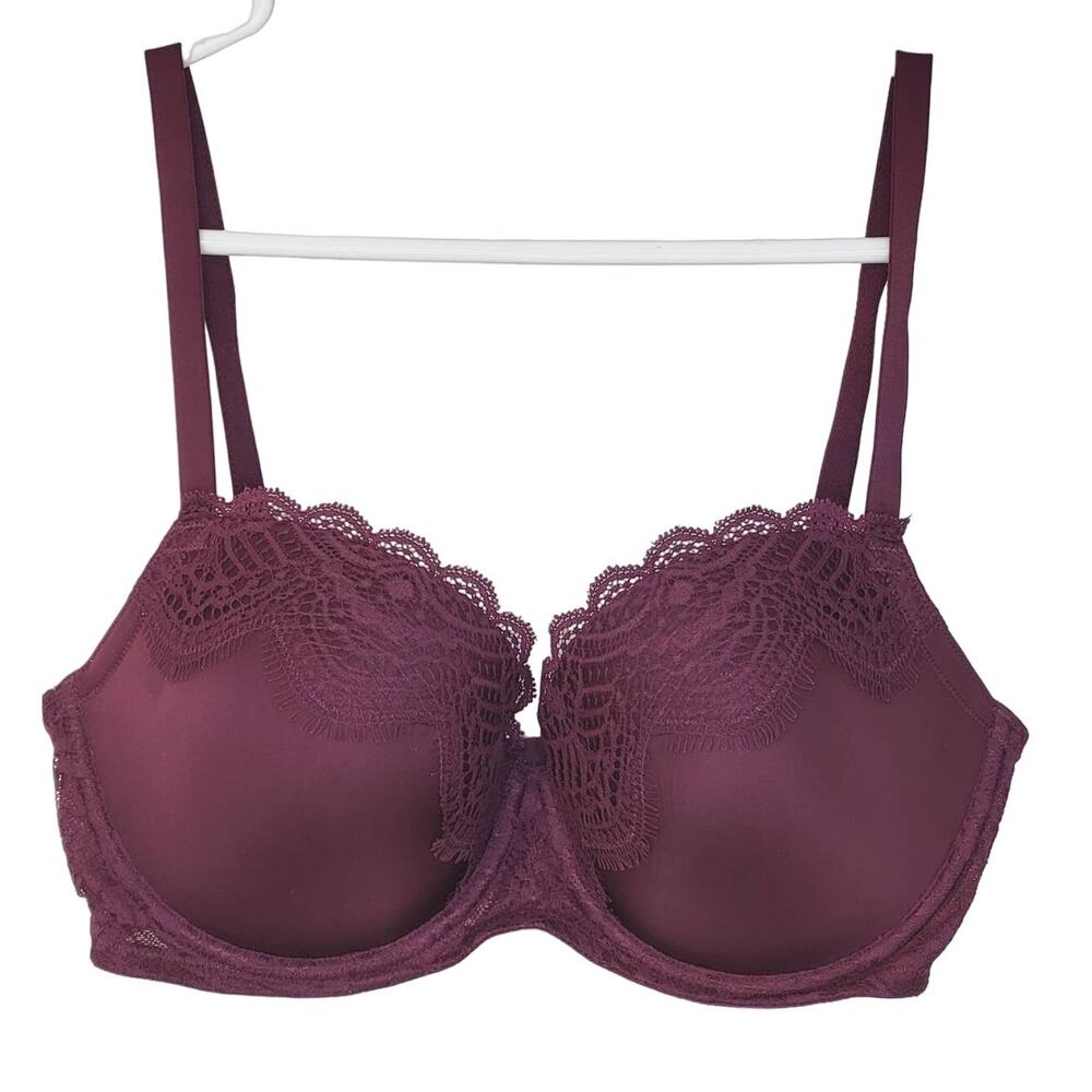 Victoria's Secret Burgundy Dream Angels Lined Demi/Demi Double Size 32DDD(F)